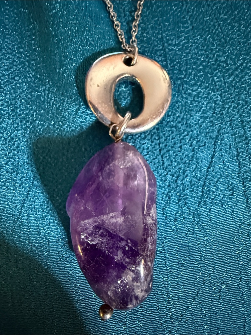 Sterling Silver Amethyst Pendant Necklace - Purple Stone